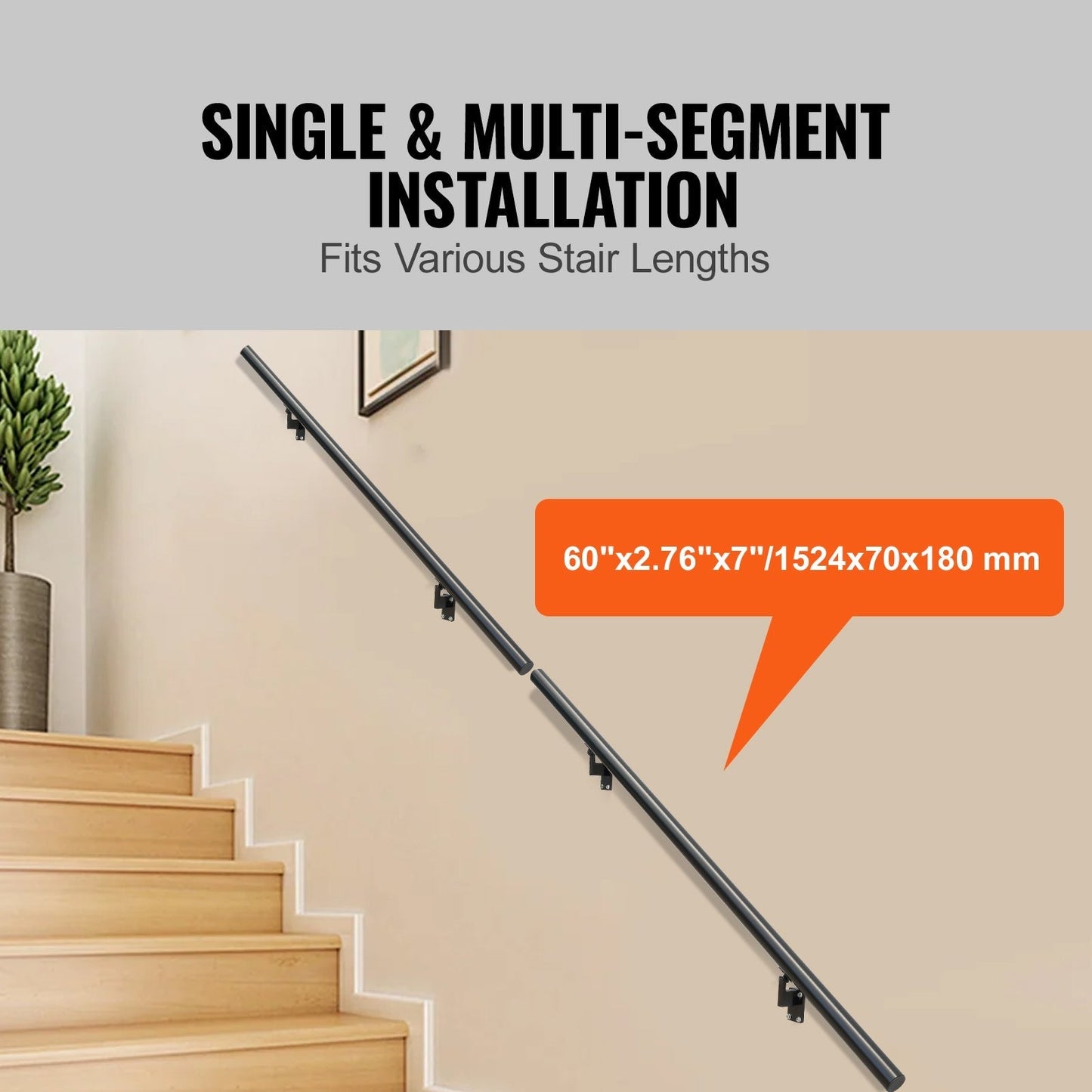 VEVOR Stairs service 5-ft x 7-in Aluminum Alloy Aluminum Deck Stair Rail Kit