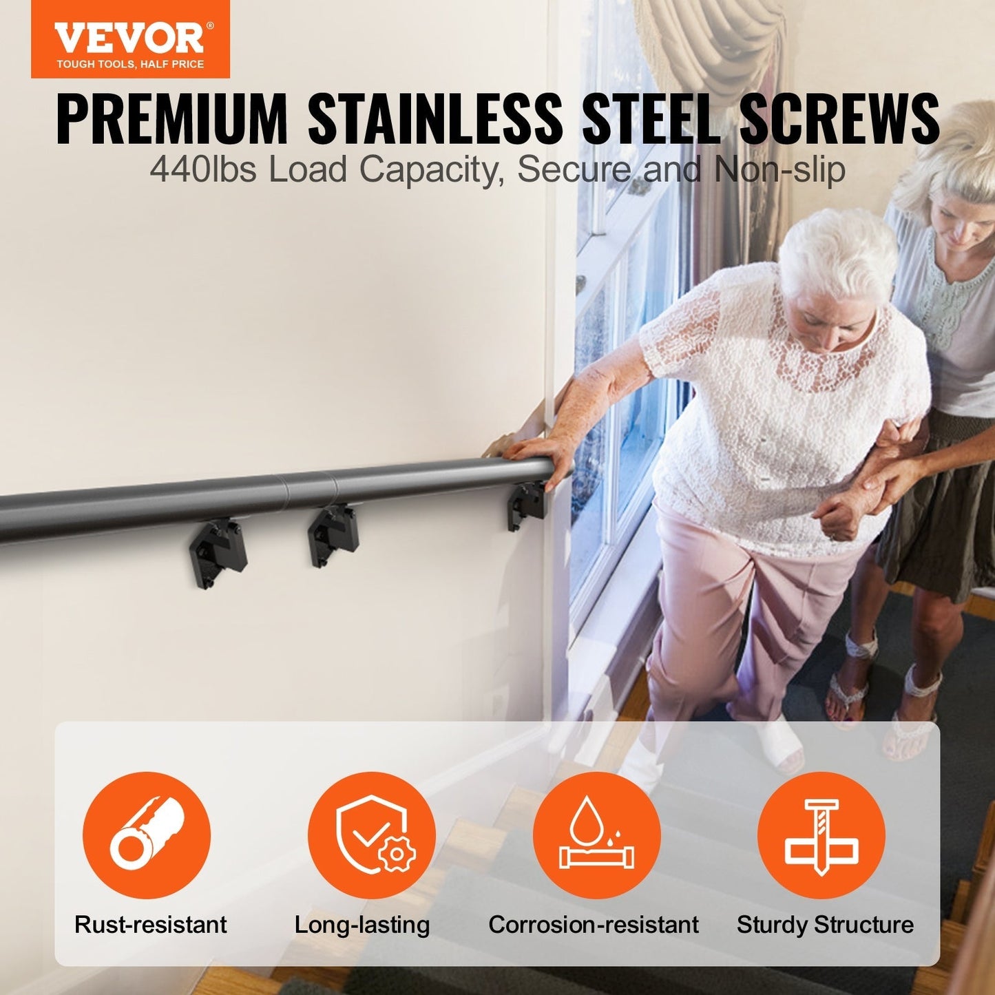 VEVOR Stairs service 7.05-ft x 7-in Aluminum Alloy Aluminum Deck Stair Rail Kit