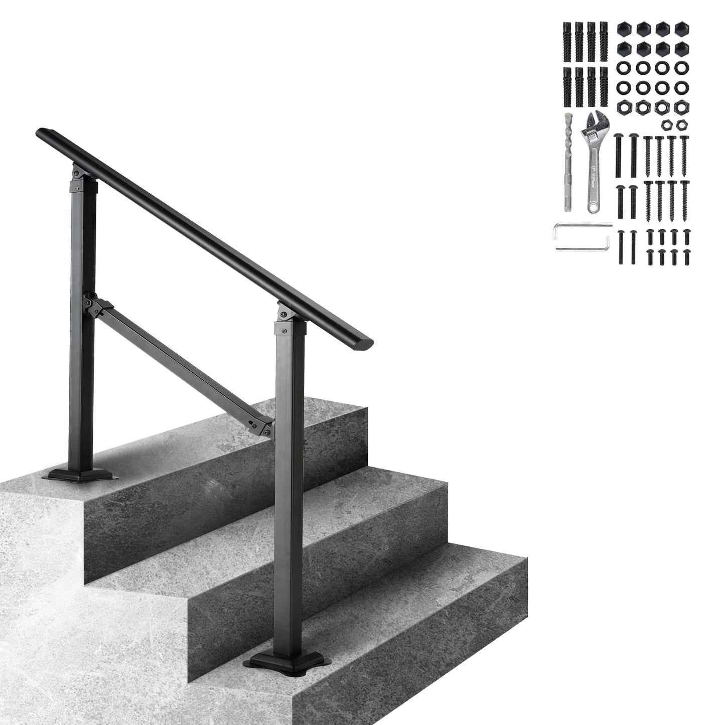 VEVOR Double column handrail 3.37-ft x 35.82-in Carbon Steel Deck Stair Rail Kit