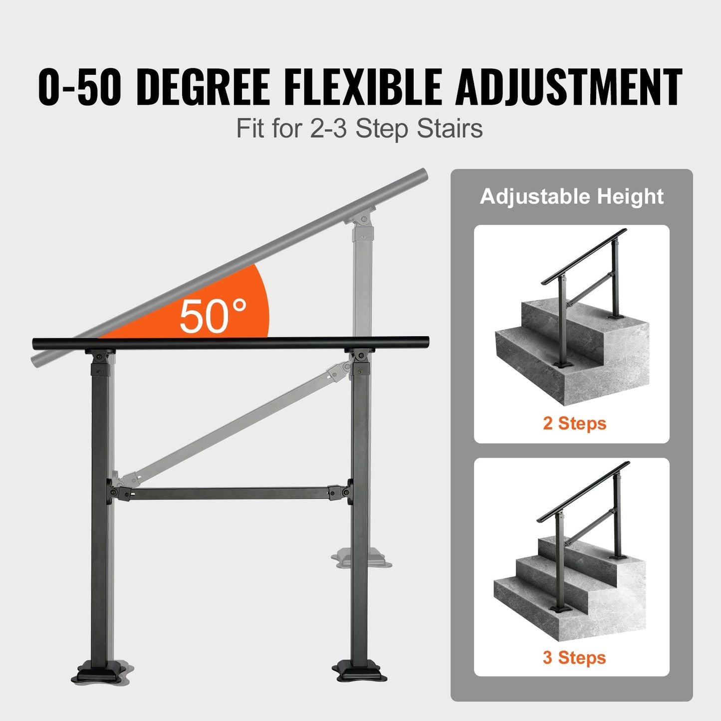 VEVOR Double column handrail 3.37-ft x 35.82-in Carbon Steel Deck Stair Rail Kit