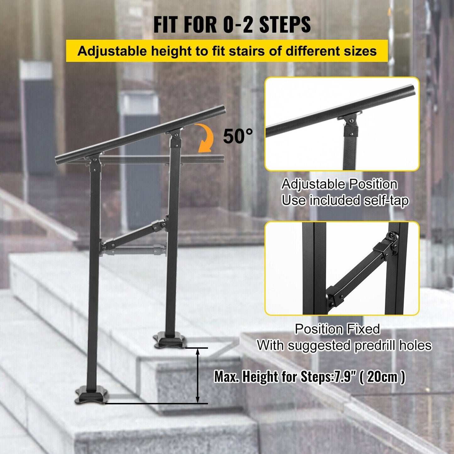 VEVOR Double column handrail 2.17-ft x 33-in Wrought Iron Metal Deck Stair Rail Kit