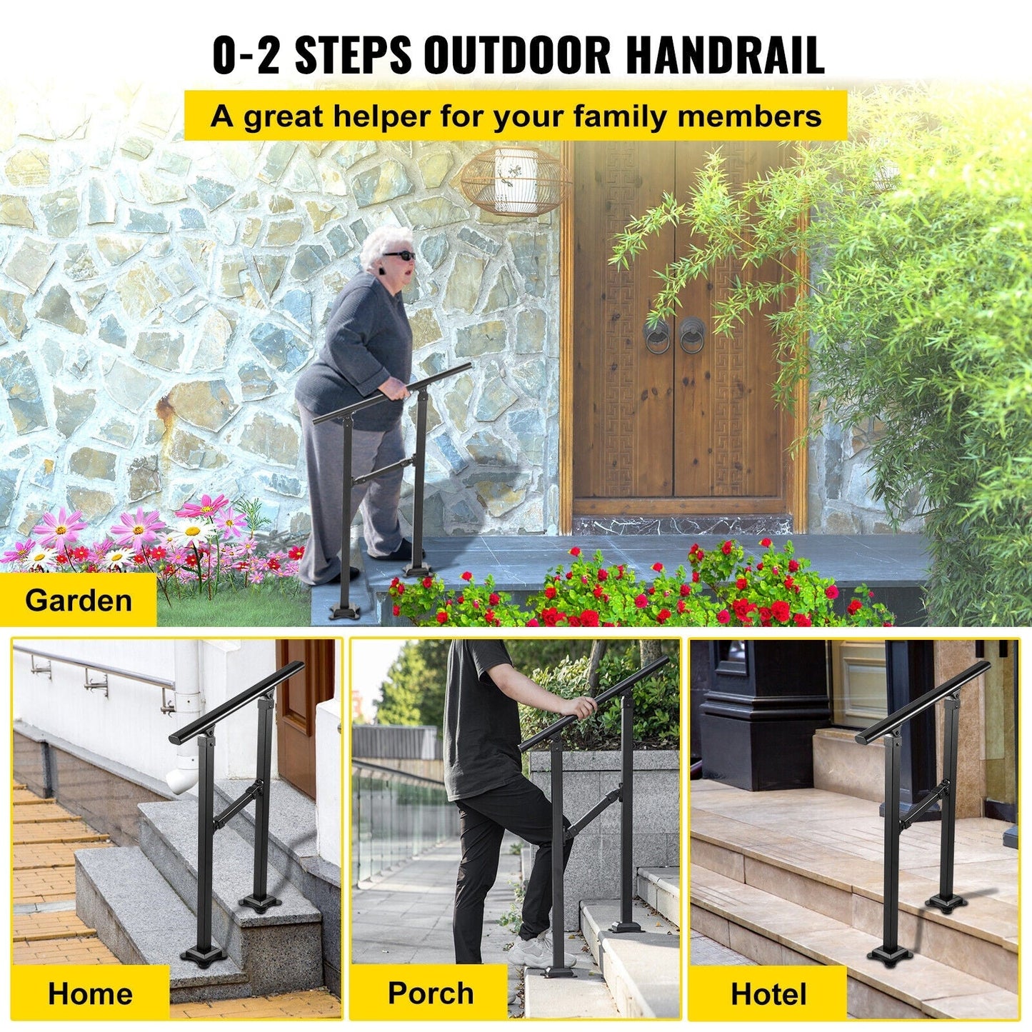 VEVOR Double column handrail 2.17-ft x 33-in Wrought Iron Metal Deck Stair Rail Kit