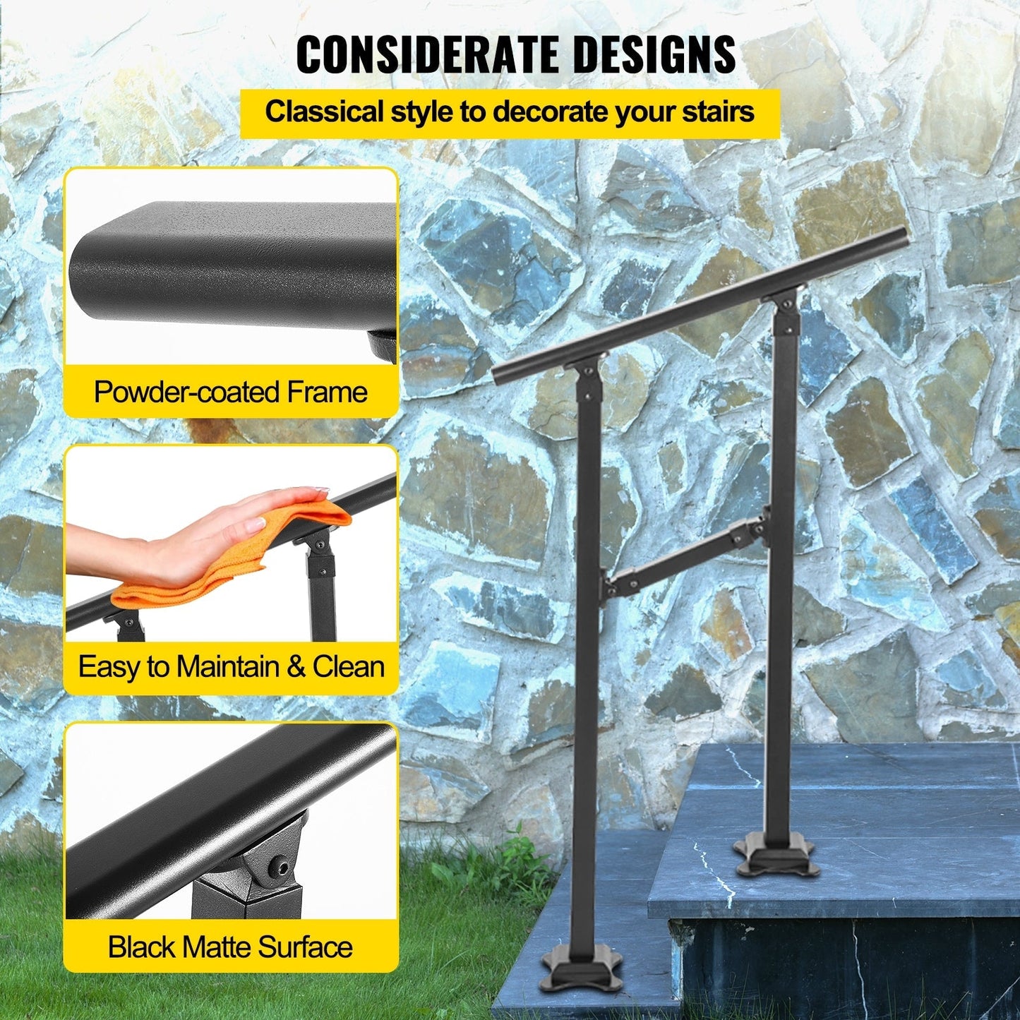 VEVOR Double column handrail 2.17-ft x 33-in Wrought Iron Metal Deck Stair Rail Kit