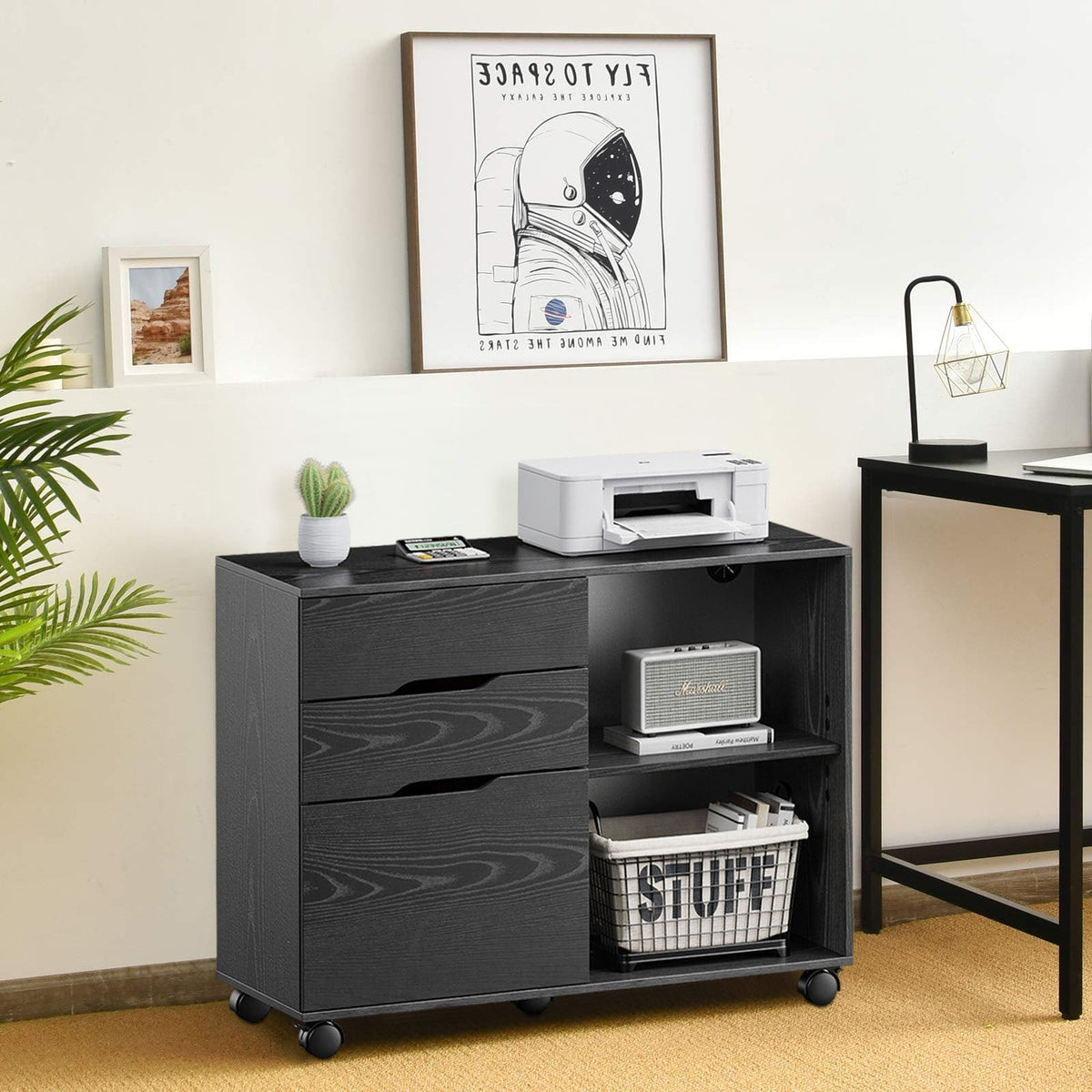 Maocao Hoom Black 3-Drawer 15.74-in File Cabinet