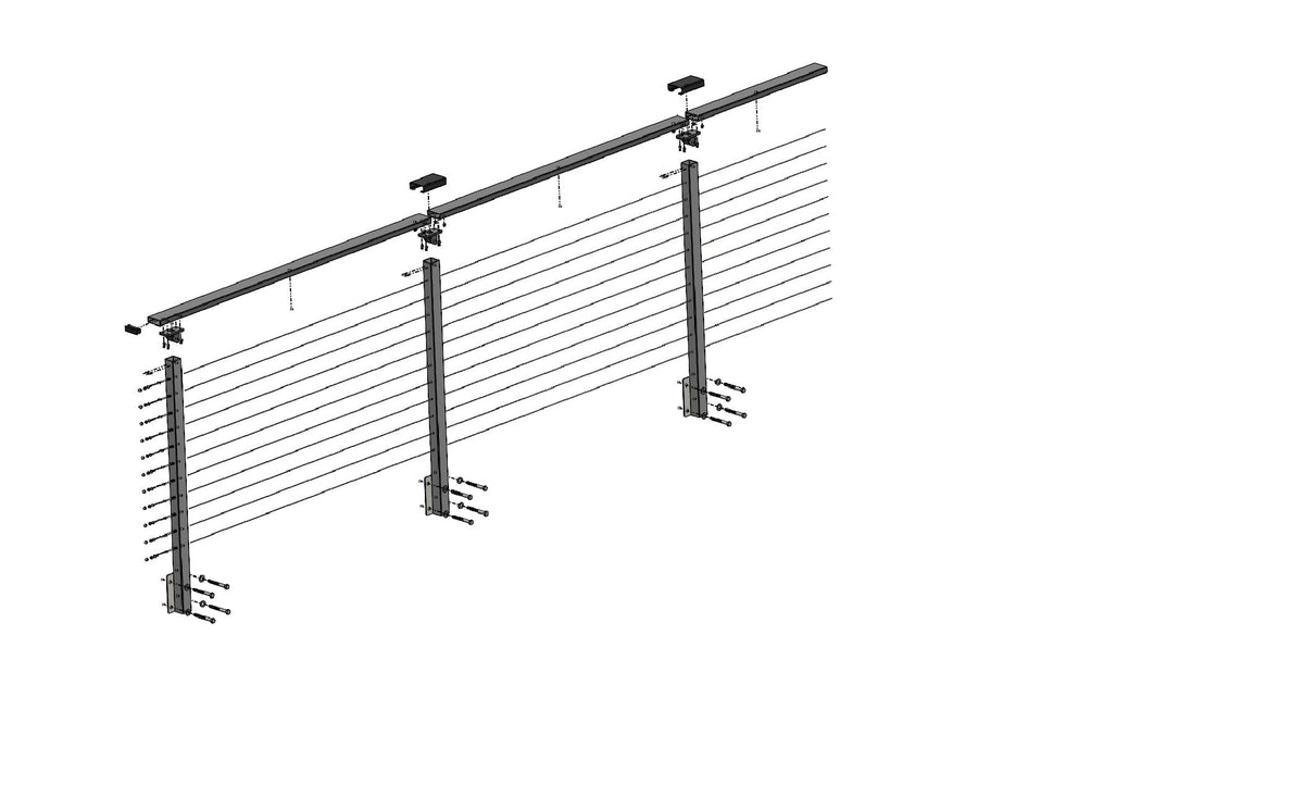 CityPost Face Mount White Steel Deck Cable Rail Kit
