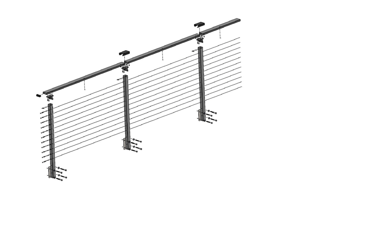 CityPost Face Mount Black Steel Deck Cable Rail Kit