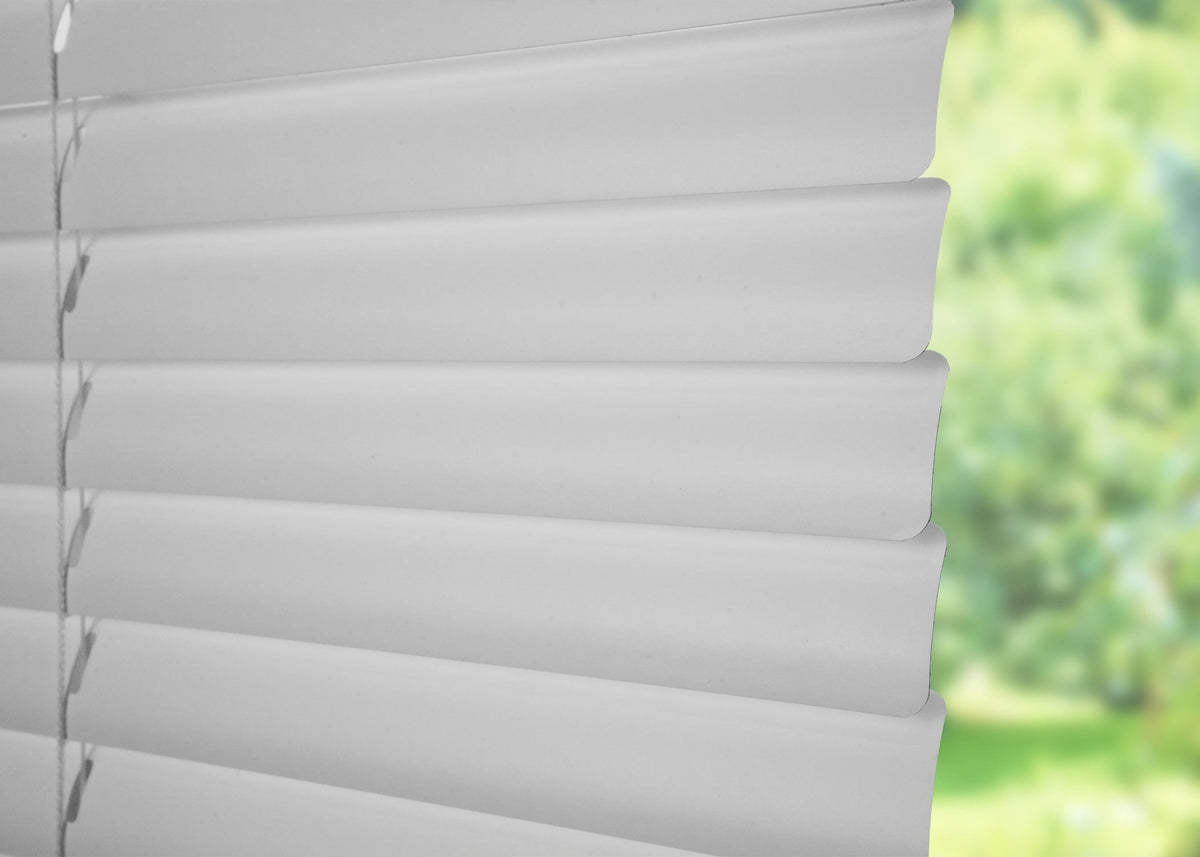 Project Source 1-in Slat Width 45-in x 64-in Cordless White Vinyl Room Darkening Mini Blinds