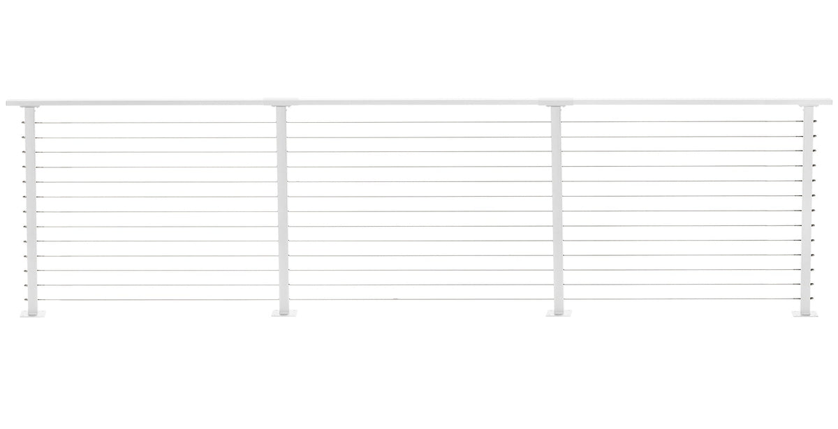 CityPost Deck Mount White Steel Deck Cable Rail Kit