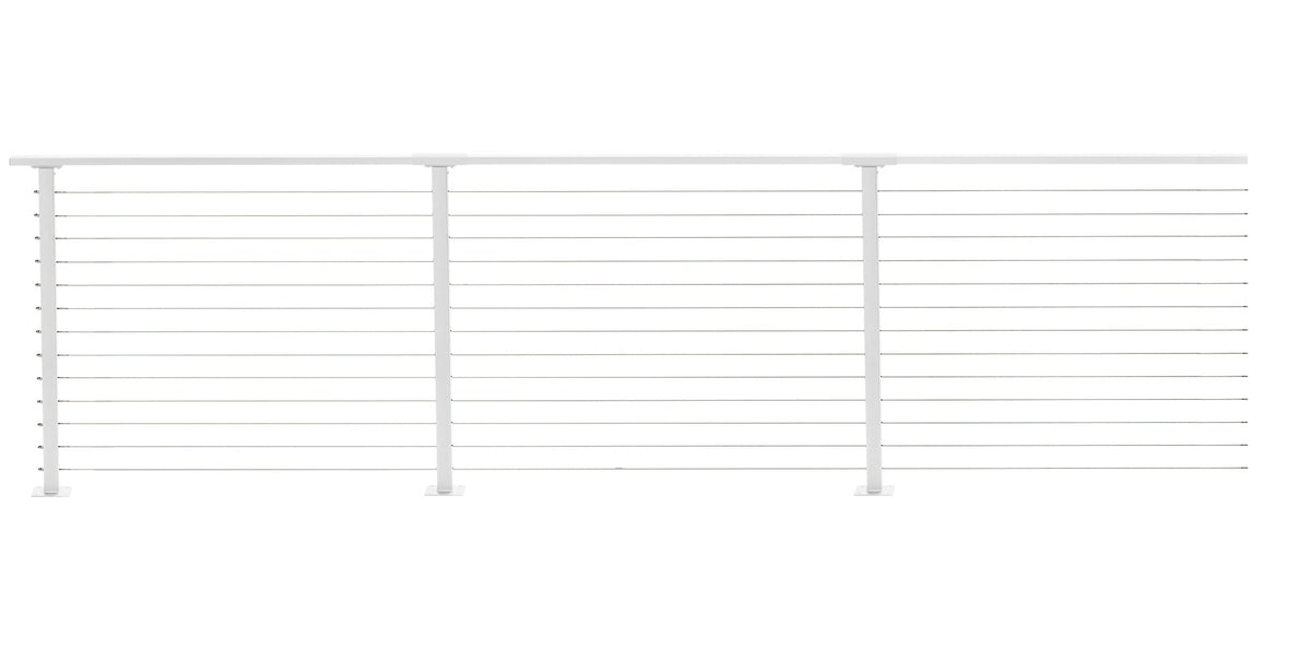 CityPost Deck Mount White Steel Deck Cable Rail Kit