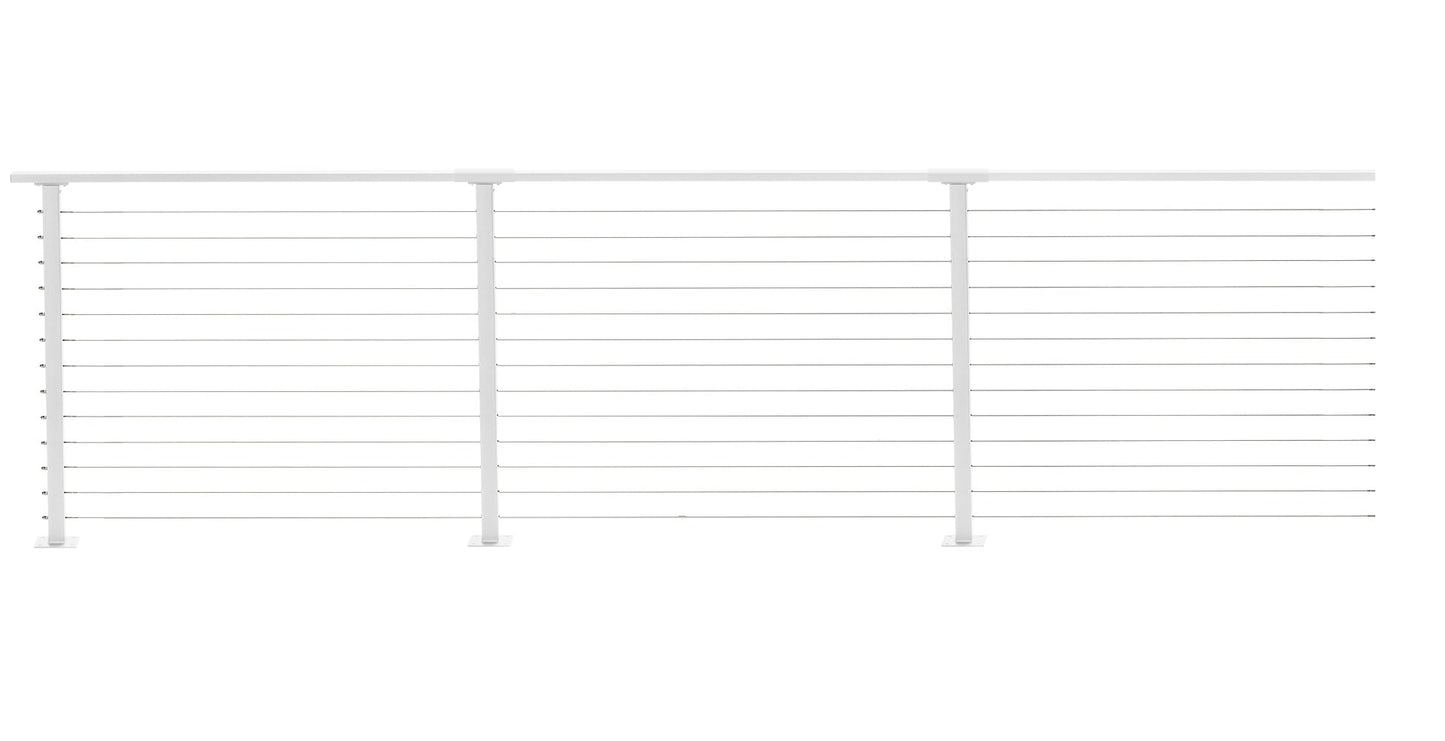 CityPost Deck Mount White Steel Deck Cable Rail Kit