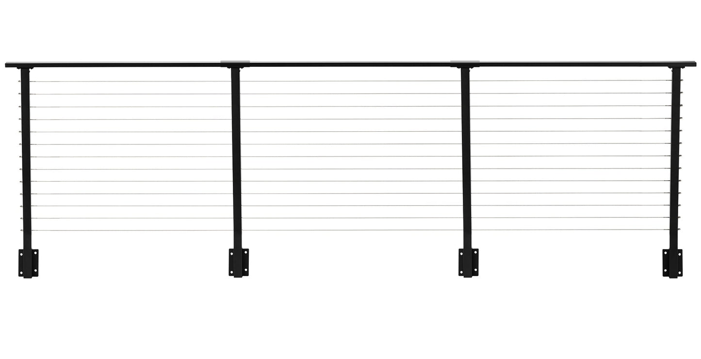 CityPost Face Mount Black Steel Deck Cable Rail Kit