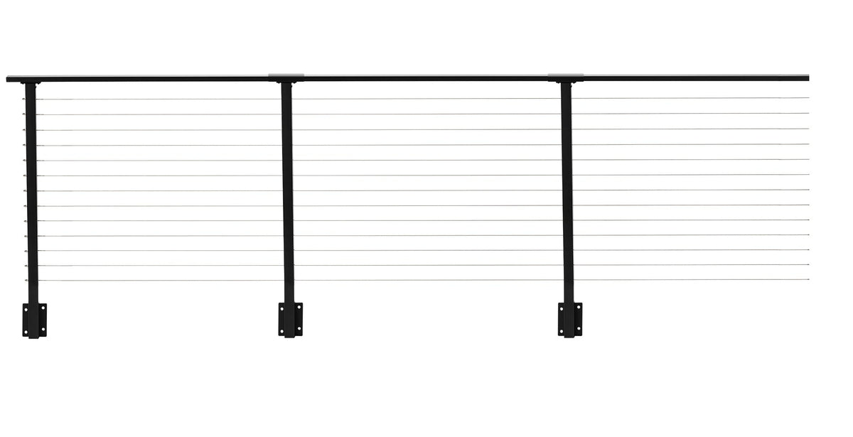 CityPost Face Mount Black Steel Deck Cable Rail Kit