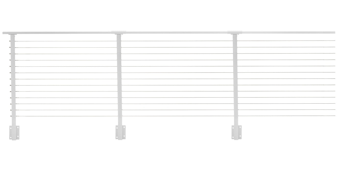 CityPost Face Mount White Steel Deck Cable Rail Kit