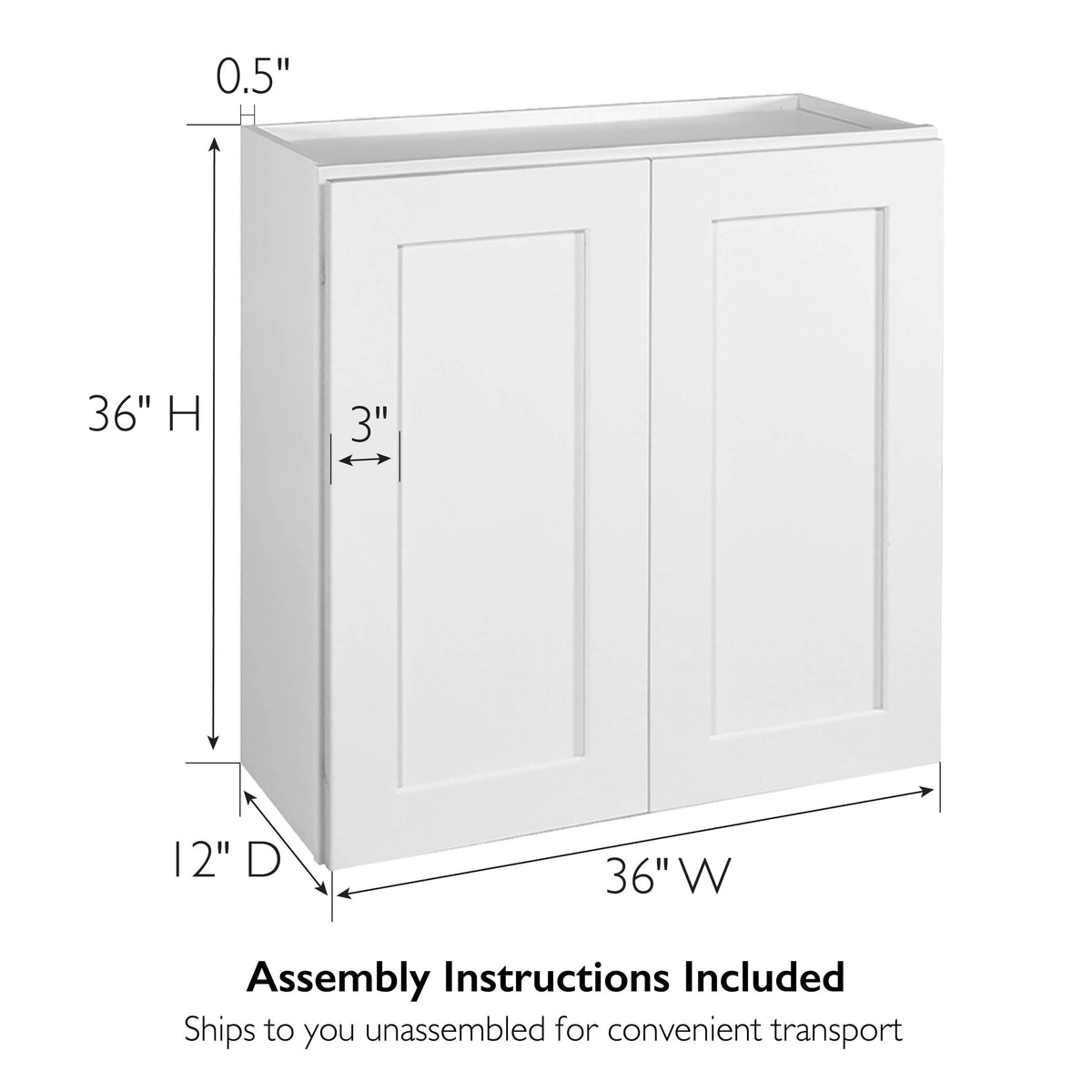 Design House Brookings 36-in W x 36-in H x 12-in D White Maple Wall Ready To Assemble Plywood Cabinet (Recessed Panel Shaker Door Style)