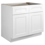 Design House Brookings 36-in W x 34.5-in H x 24-in D White Maple 2-Drawers Base Ready To Assemble Plywood Cabinet (Recessed Panel Shaker Style)