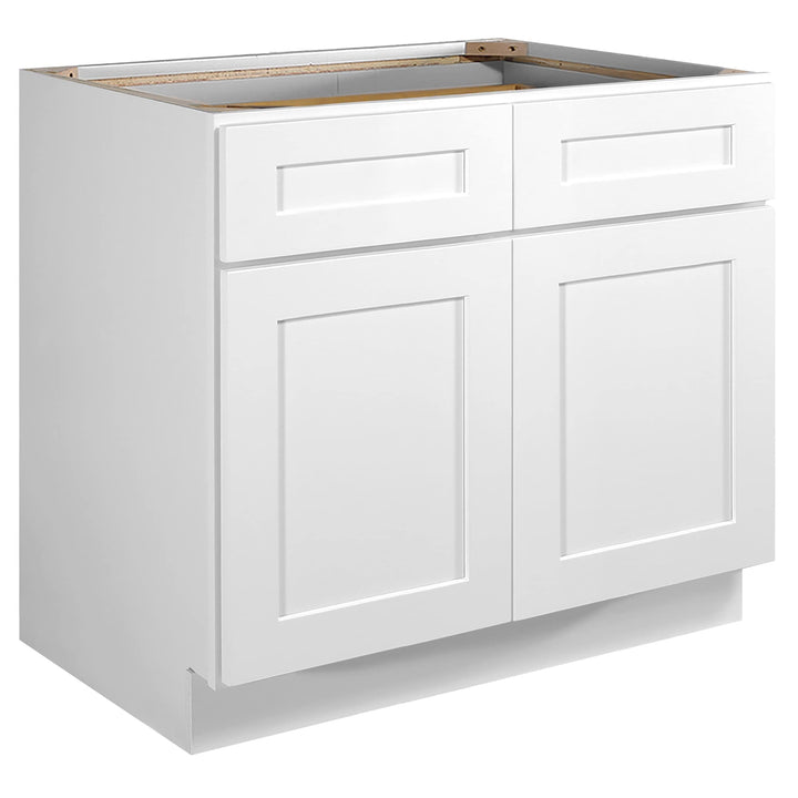 Design House Brookings 36-in W x 34.5-in H x 24-in D White Maple 2-Drawers Base Ready To Assemble Plywood Cabinet (Recessed Panel Shaker Style)