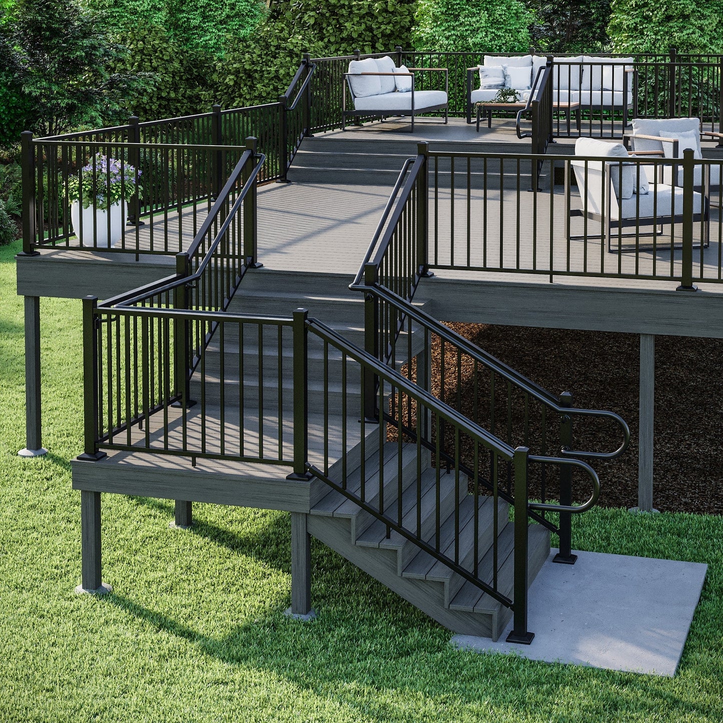 Deckorators ADA-Compliant 8-ft x 2-in Textured Black Aluminum Deck Handrail Kit