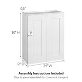 Design House Brookings 24-in W x 30-in H x 12-in D White Maple Wall Ready To Assemble Plywood Cabinet (Recessed Panel Shaker Door Style)