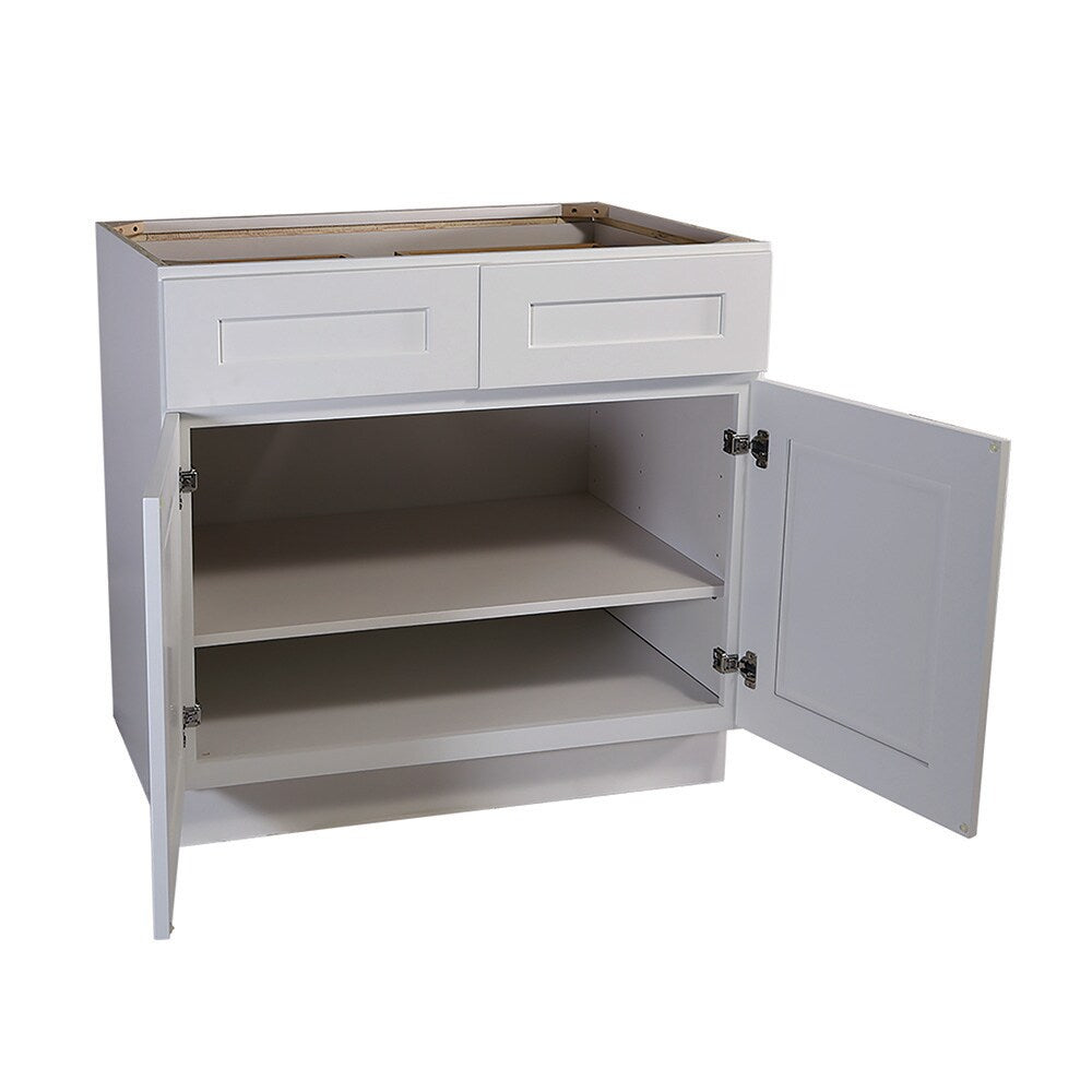 Design House Brookings 42-in W x 34.5-in H x 24-in D White Maple 2-Drawers Base Fully Assembled Plywood Cabinet (Recessed Panel Shaker Style)