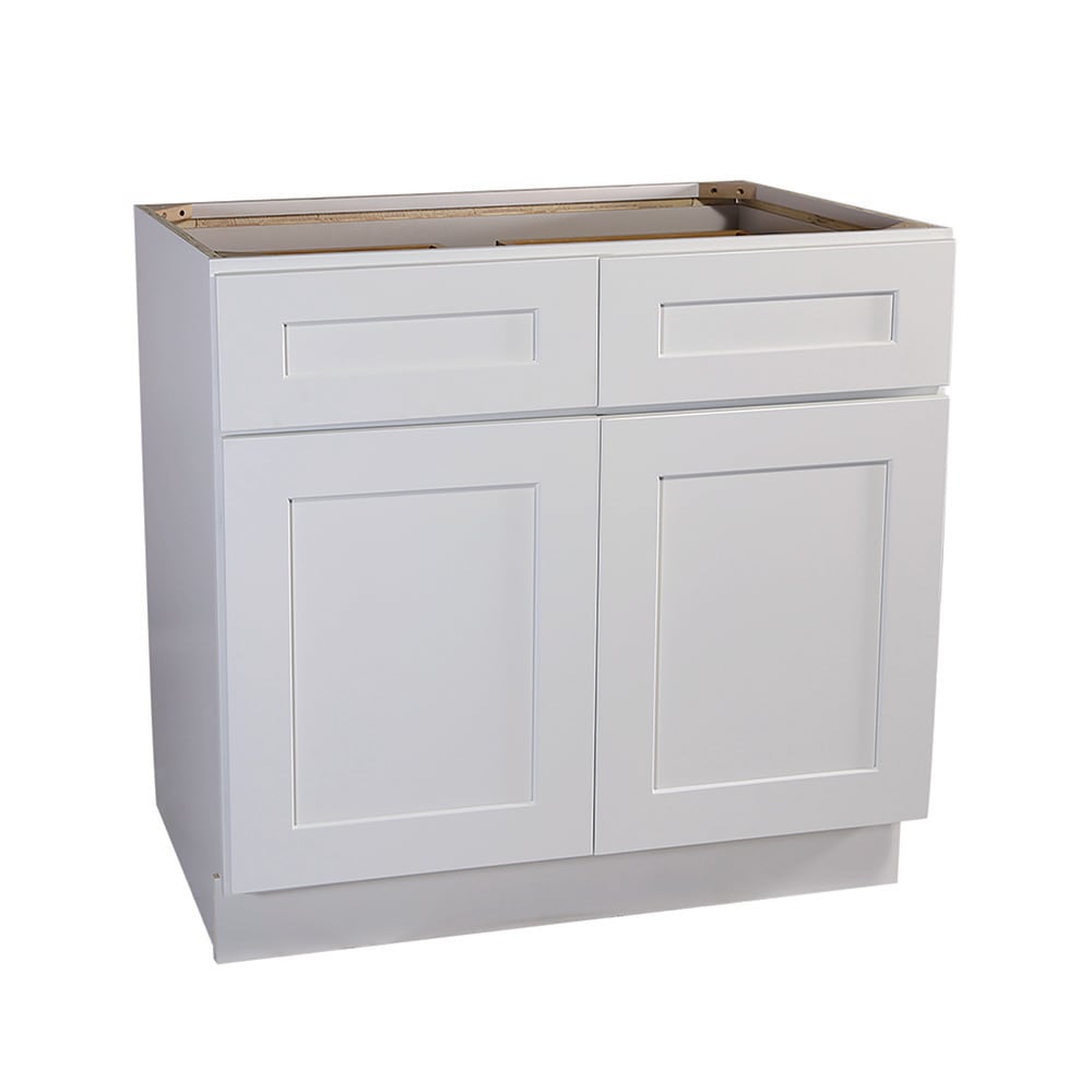 Design House Brookings 42-in W x 34.5-in H x 24-in D White Maple 2-Drawers Base Fully Assembled Plywood Cabinet (Recessed Panel Shaker Style)