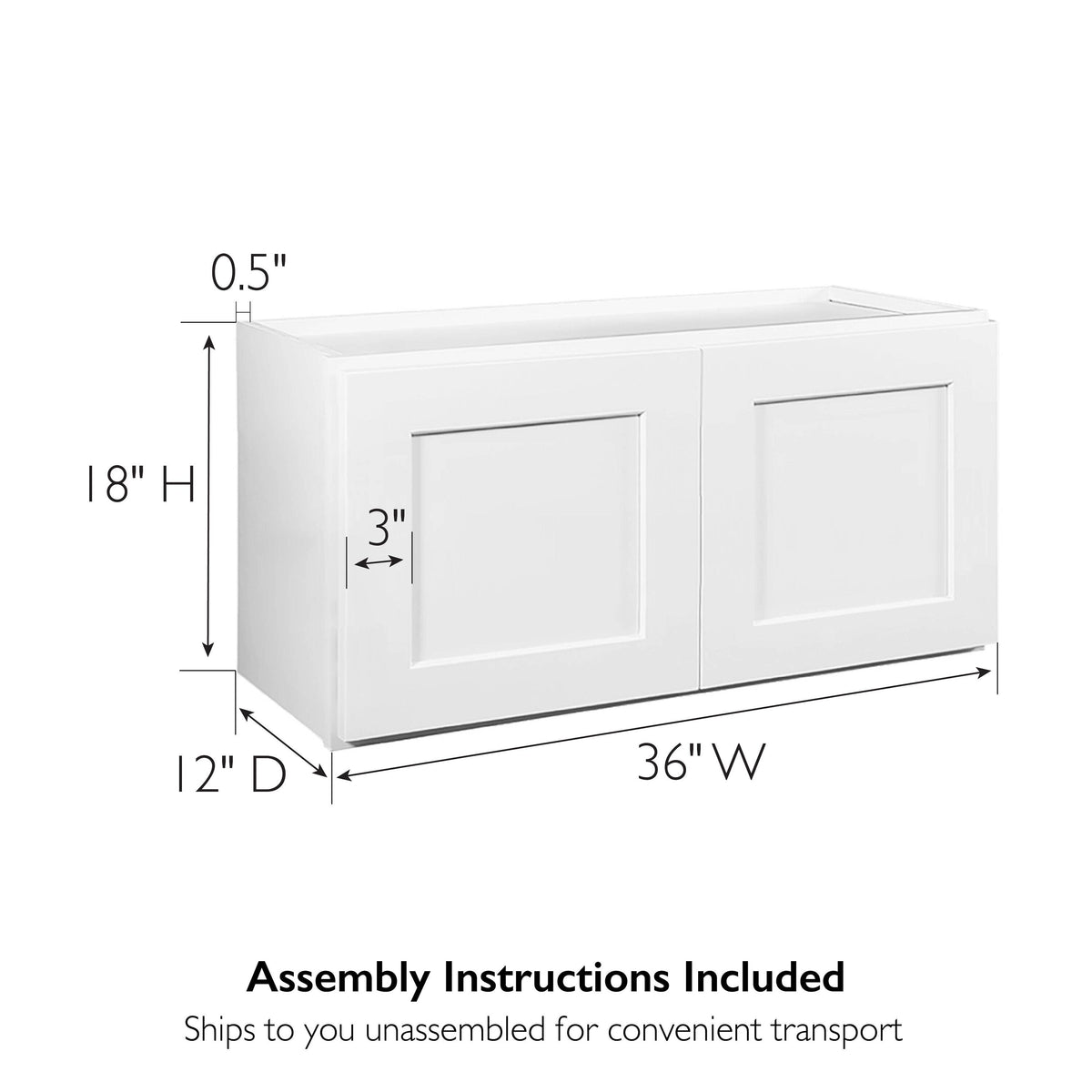 Design House Brookings 36-in W x 18-in H x 12-in D White Maple Wall Ready To Assemble Plywood Cabinet (Recessed Panel Shaker Door Style)