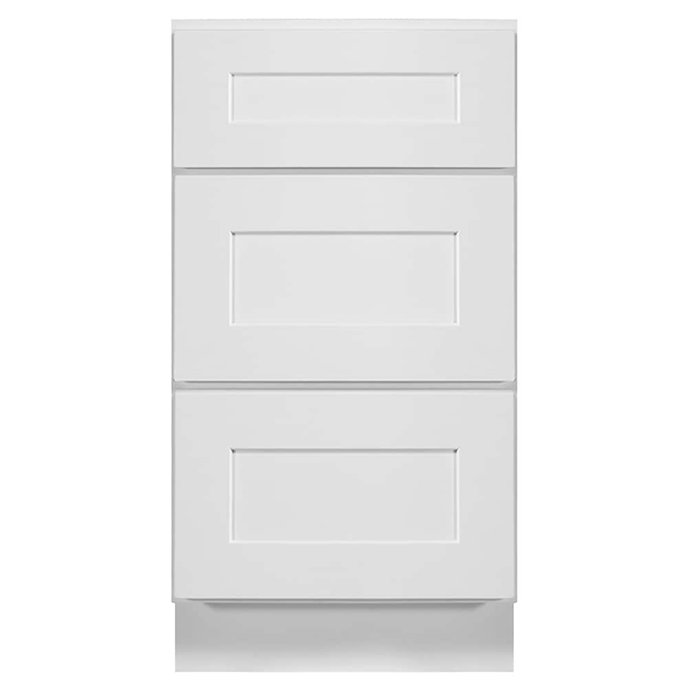 Design House Brookings 18-in W x 34.5-in H x 24-in D White Maple 3-Drawer Base Ready To Assemble Plywood Cabinet (Recessed Panel Style)