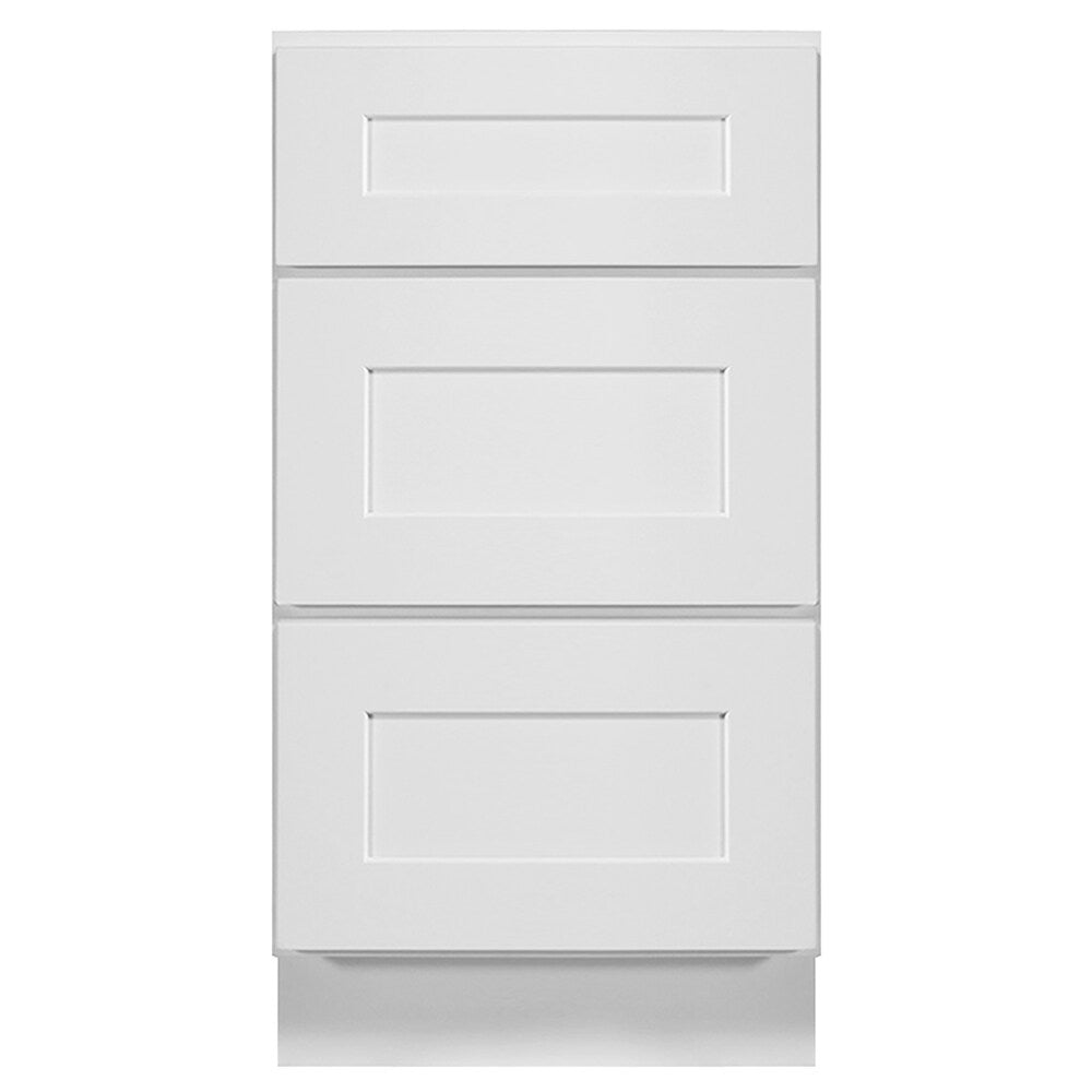 Design House Brookings 18-in W x 34.5-in H x 24-in D White Maple 3-Drawer Base Fully Assembled Plywood Cabinet (Recessed Panel Style)
