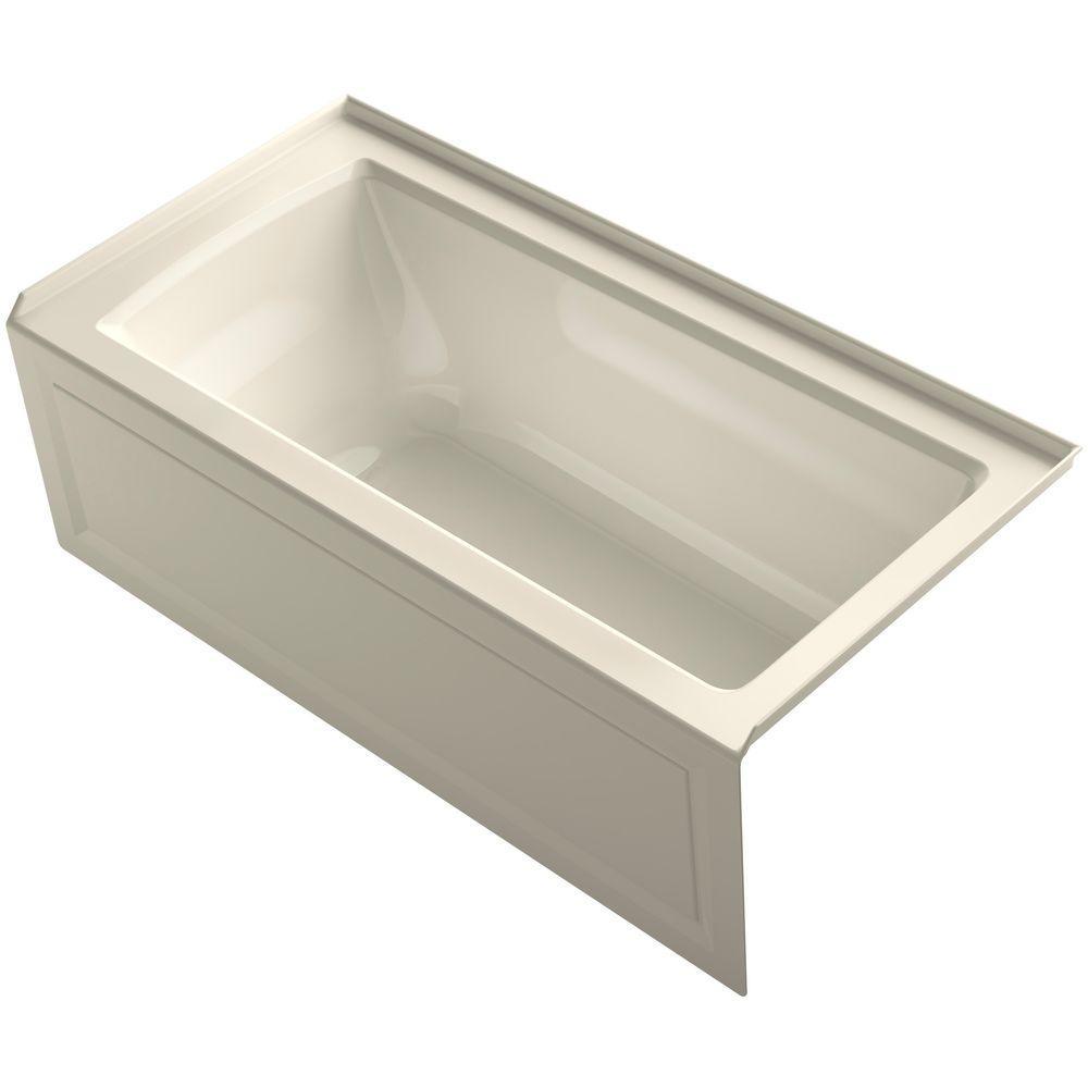 Archer 60 in. Left-Hand Drain Rectangular Alcove Bathtub in White - Super Arbor