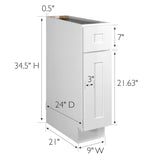 Design House Brookings 9-in W x 34.5-in H x 24-in D White Maple 1-Drawer Base Ready To Assemble Plywood Cabinet (Recessed Panel Shaker Style)