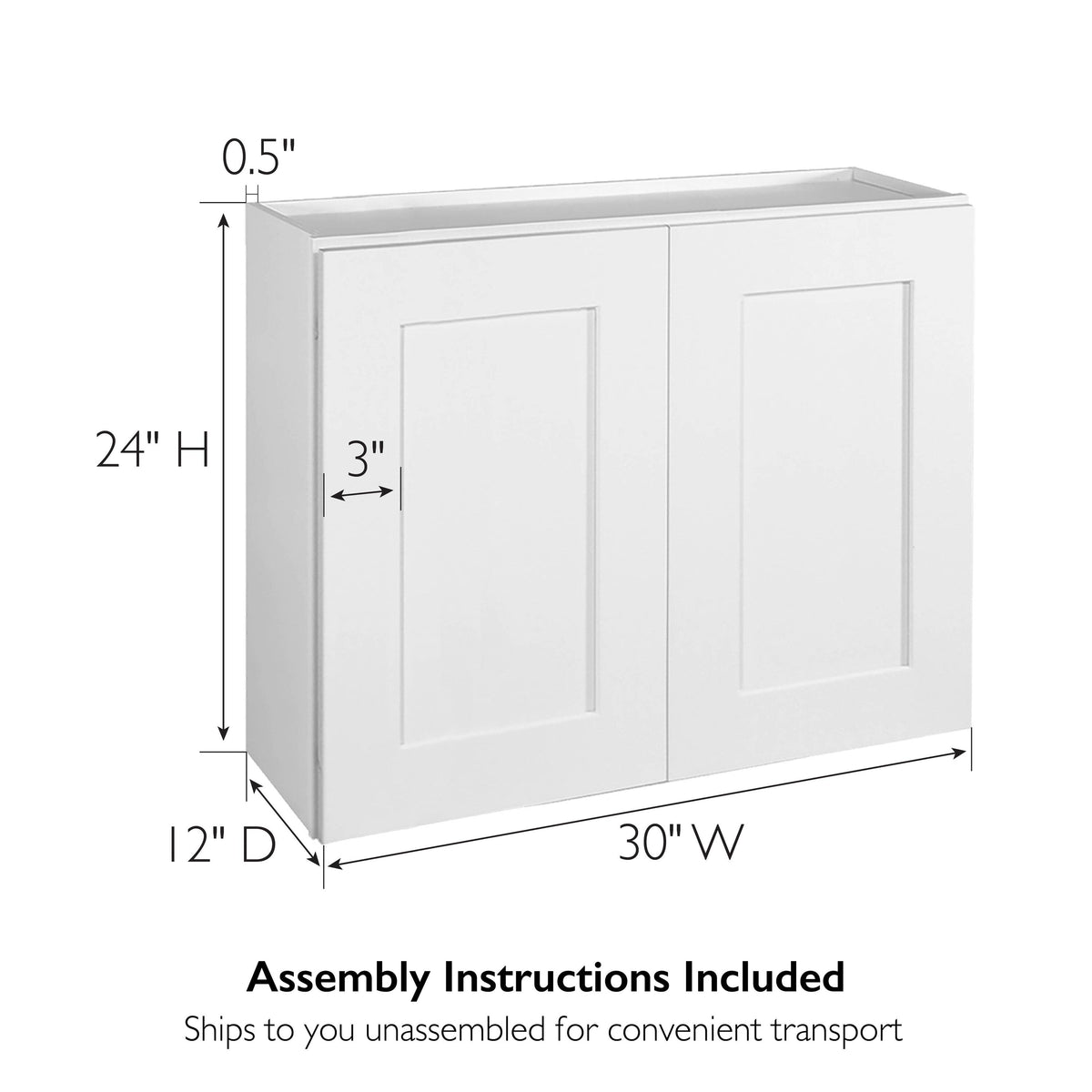 Design House Brookings 30-in W x 24-in H x 12-in D White Maple Wall Ready To Assemble Plywood Cabinet (Recessed Panel Shaker Door Style)