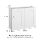 Design House Brookings 30-in W x 24-in H x 12-in D White Maple Wall Ready To Assemble Plywood Cabinet (Recessed Panel Shaker Door Style)