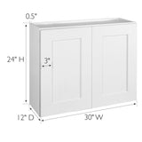 Design House Brookings 30-in W x 24-in H x 12-in D White Maple Wall Fully Assembled Plywood Cabinet (Recessed Panel Shaker Door Style)