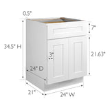 Design House Brookings 24-in W x 34.5-in H x 24-in D White Maple 1-Drawer Base Fully Assembled Plywood Cabinet (Recessed Panel Shaker Style)