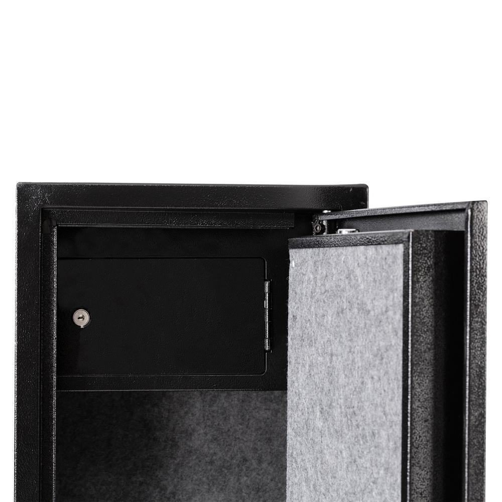57 in. H Large Rifle Safe with Electronic and Key for Rifle Shotgun for Home, 5-Gun Cabinet with Handgun Lockbox, Black - Super Arbor