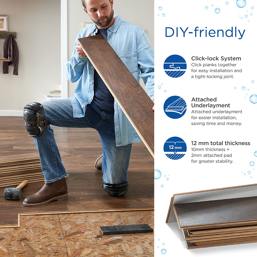 QuickStep Studio + Spill Repel Laguna Acacia 5.23-in W x 3.93-ft L Smooth Wood Plank Laminate Flooring