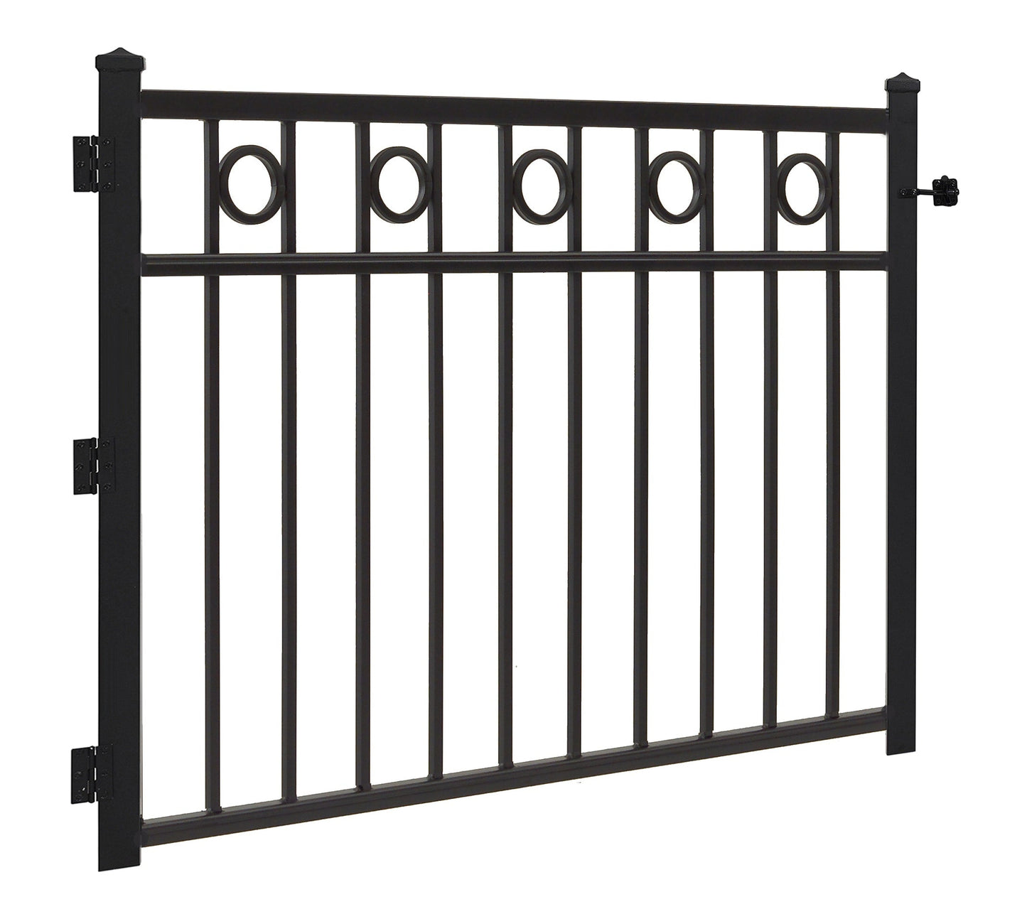 Gilpin 4-ft H x 4-ft W Black Steel Decorative Metal Straight-top Decorative Standard Fence Gate