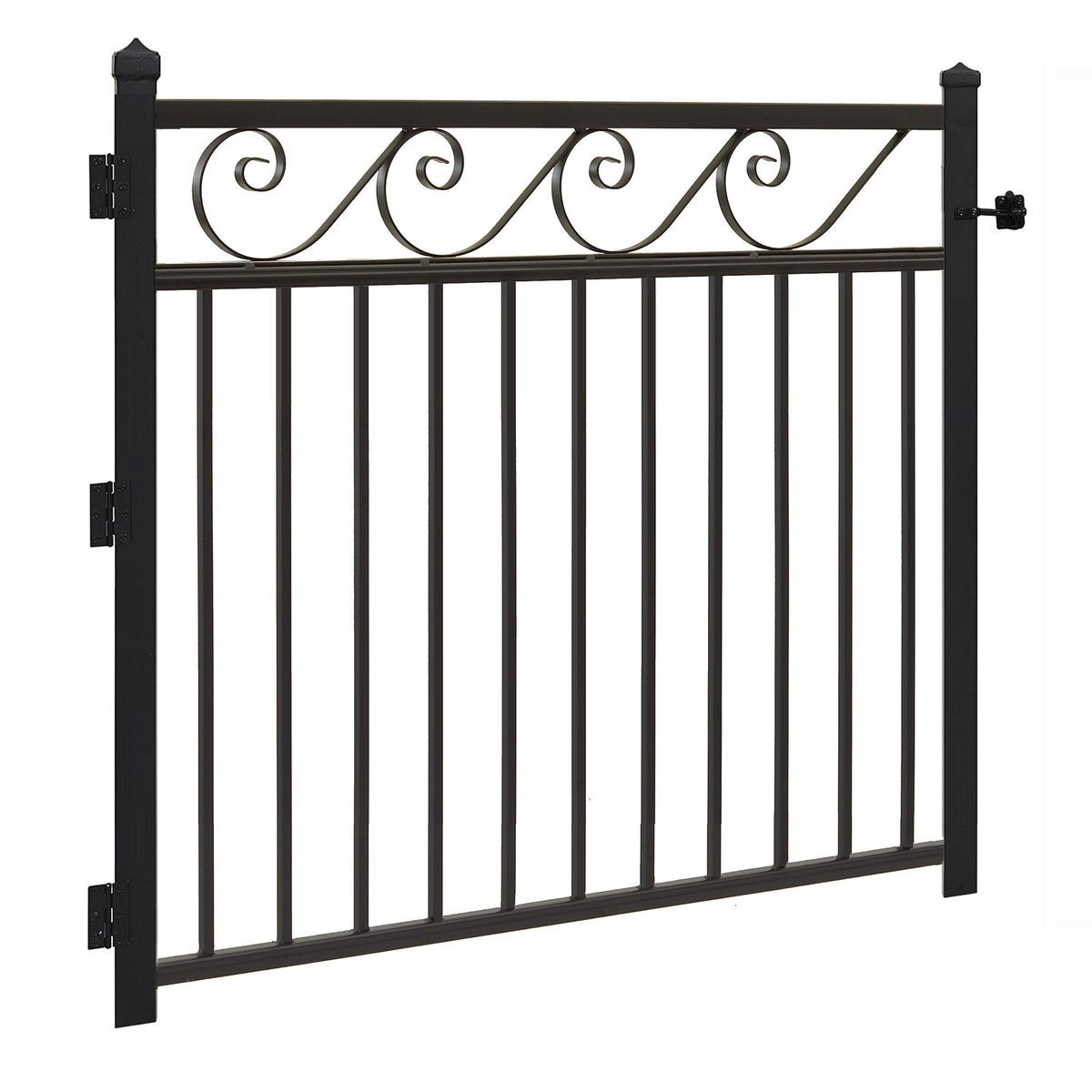Gilpin 4-ft H x 47-in W Black Steel Decorative Metal Straight-top Decorative Standard Fence Gate
