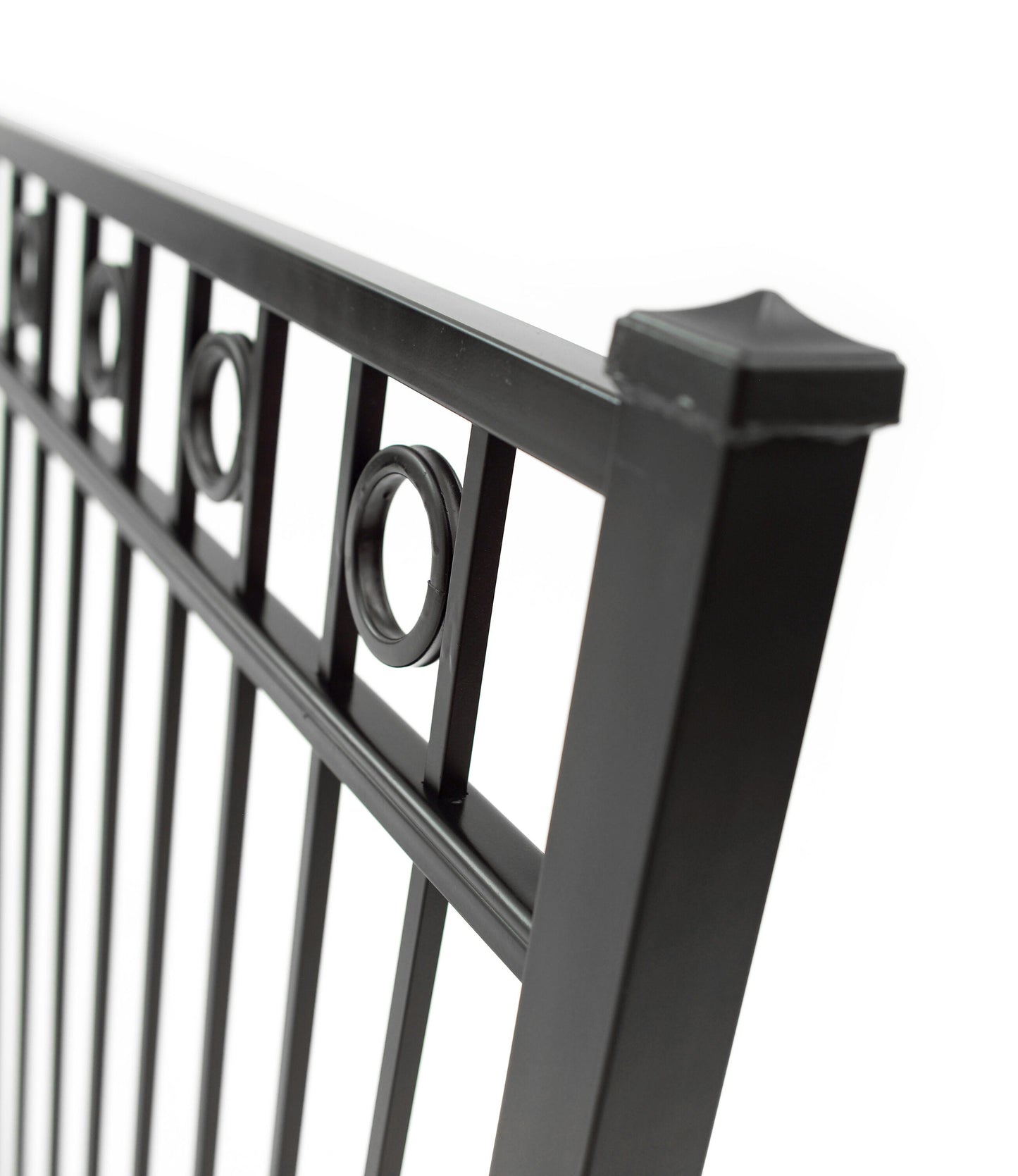 Gilpin 4-ft H x 4-ft W Black Steel Decorative Metal Straight-top Decorative Standard Fence Gate