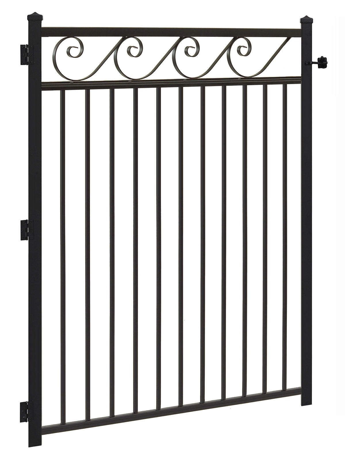 Gilpin 6-ft H x 4-ft W Black Steel Decorative Metal Straight-top Decorative Standard Fence Gate