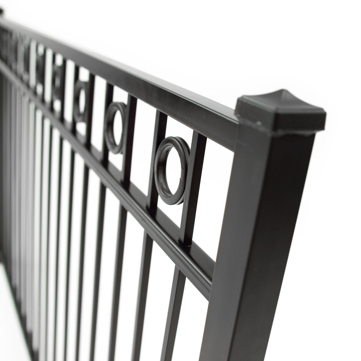 Gilpin 6-ft H x 6-ft W Black Steel Spaced Picket Flat-top Decorative Fence Panel