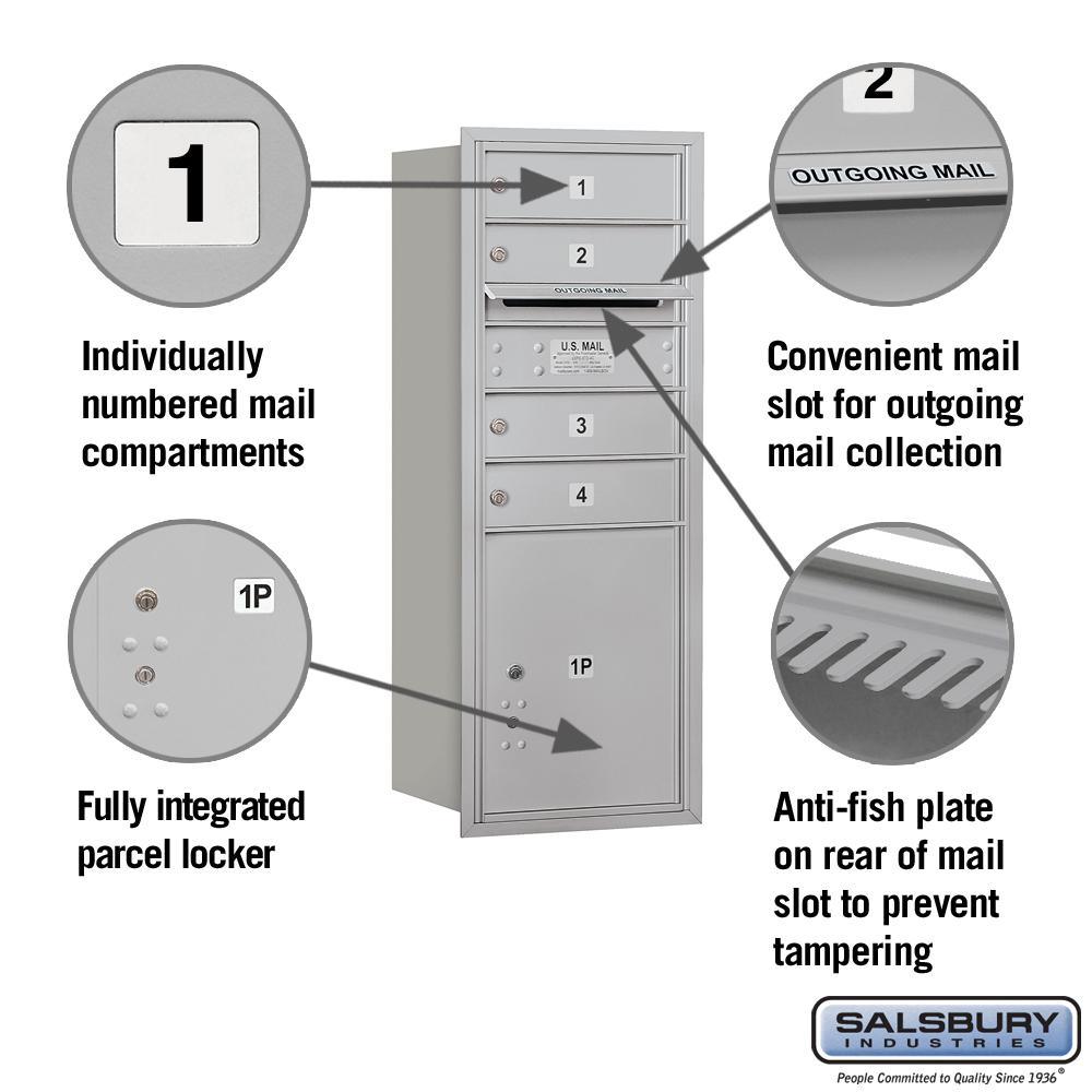 3700 Horizontal Series 4-Compartment with 1-Parcel Locker Recessed Mount Mailbox - Super Arbor