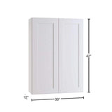 Home Decorators Collection Newport 30 in. W x 12 in. D x 42 in. H Assembled Plywood Wall Kitchen Cabinet in Pacific White with Soft Close
