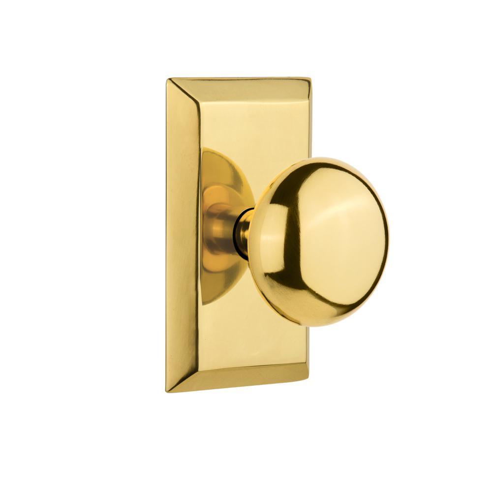 Studio Plate 2-3/8 in. Backset Oil-Rubbed Bronze Privacy Bed/Bath New York Door Knob - Super Arbor
