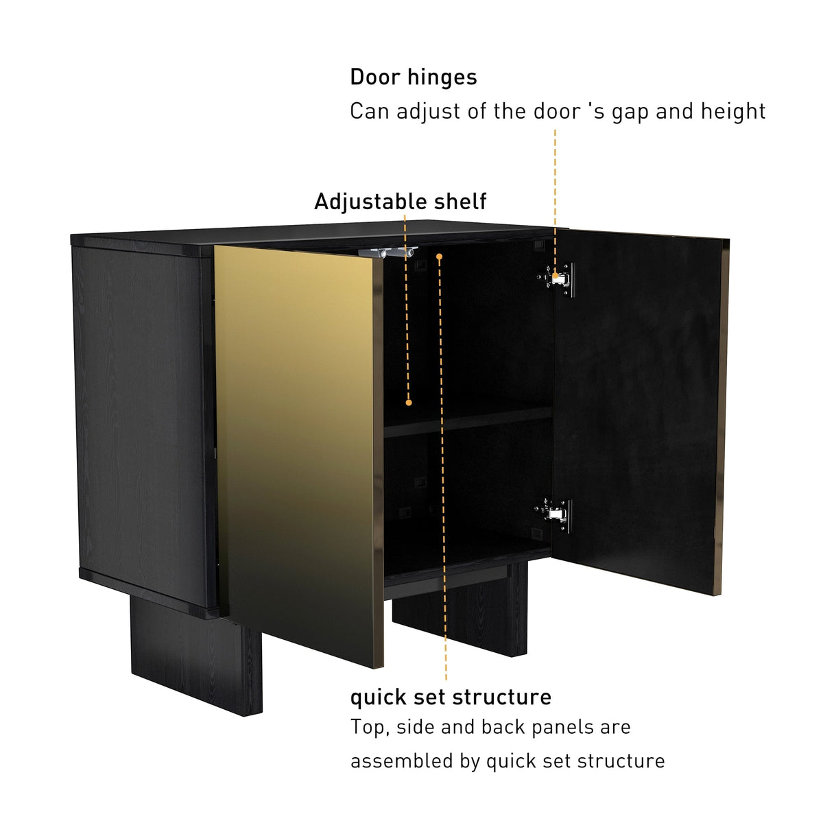 GZMR 15.75-in W x 31.5-in H Mdf Brush Gold Freestanding Utility Storage Cabinet