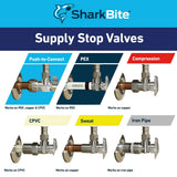 SharkBite 4-Pack Brass 1/2-in Push-to-Connect x 3/8-in OD Compression Quarter Turn Angle Valve