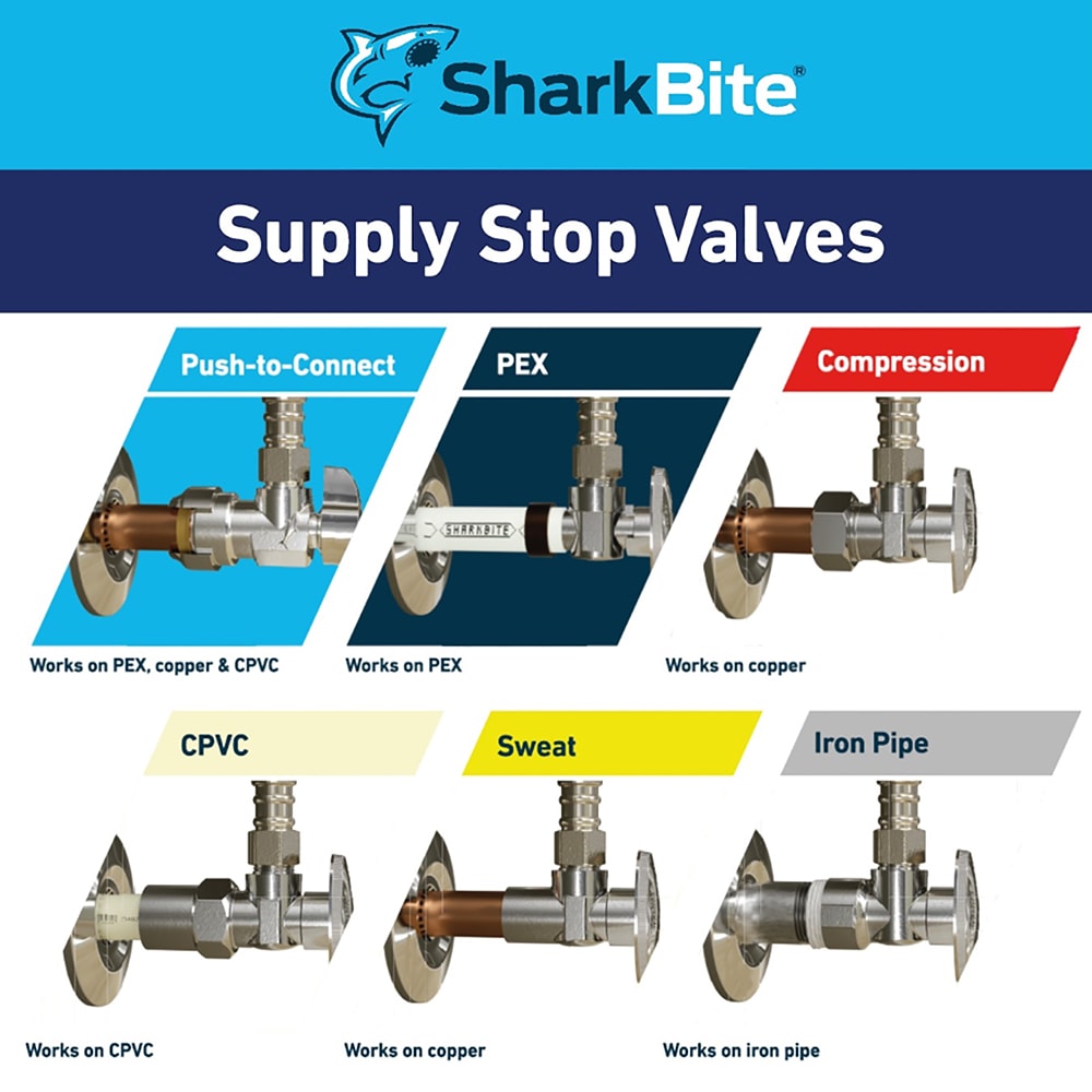 SharkBite 4-Pack Brass 1/2-in Push-to-Connect x 3/8-in OD Compression Quarter Turn Straight Valve