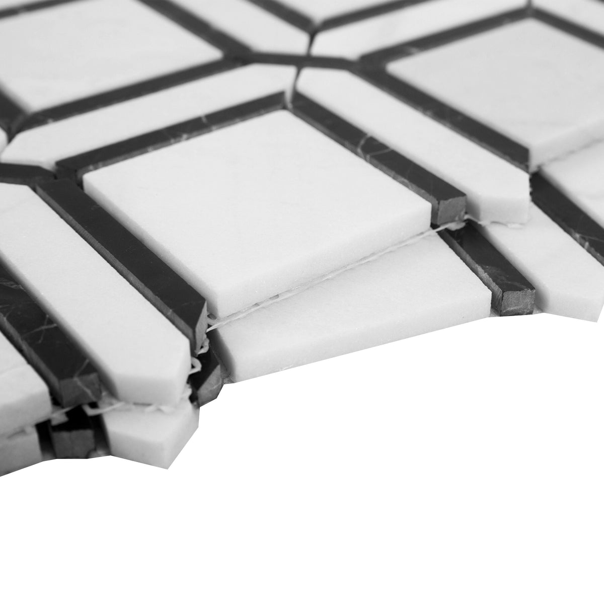Giorbello (Sample) Black and White 3-in x 3-in Polished Marble Mixed Pattern Marble Look Floor and Wall Tile