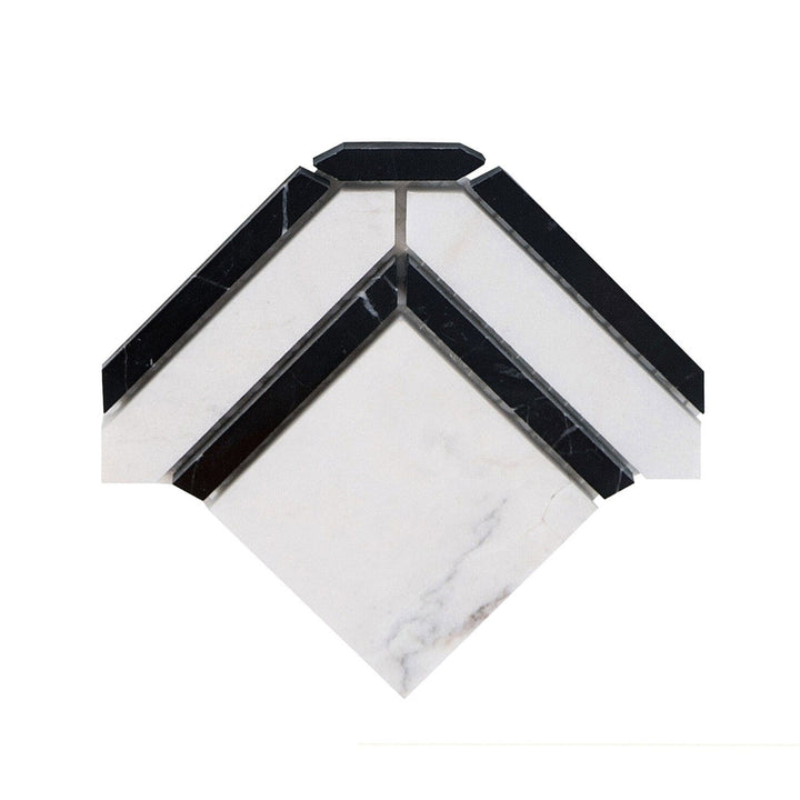 Giorbello (Sample) Black and White 3-in x 3-in Polished Marble Mixed Pattern Marble Look Floor and Wall Tile
