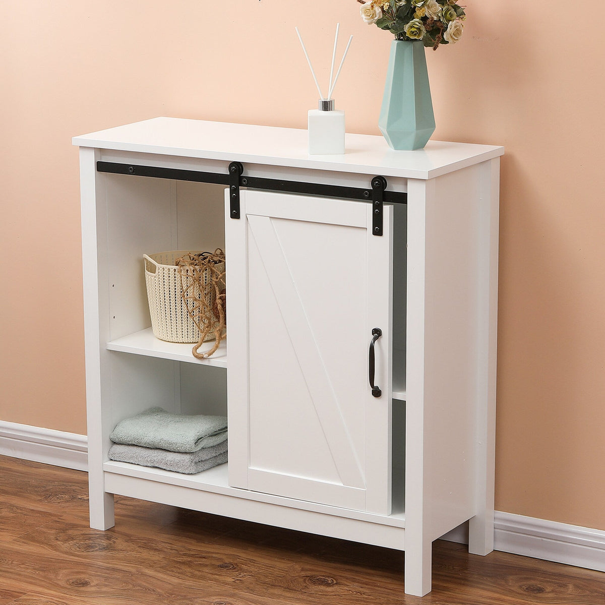 LuxenHome 30.43-in x 31.1-in x 11.8-in White Freestanding Linen Cabinet