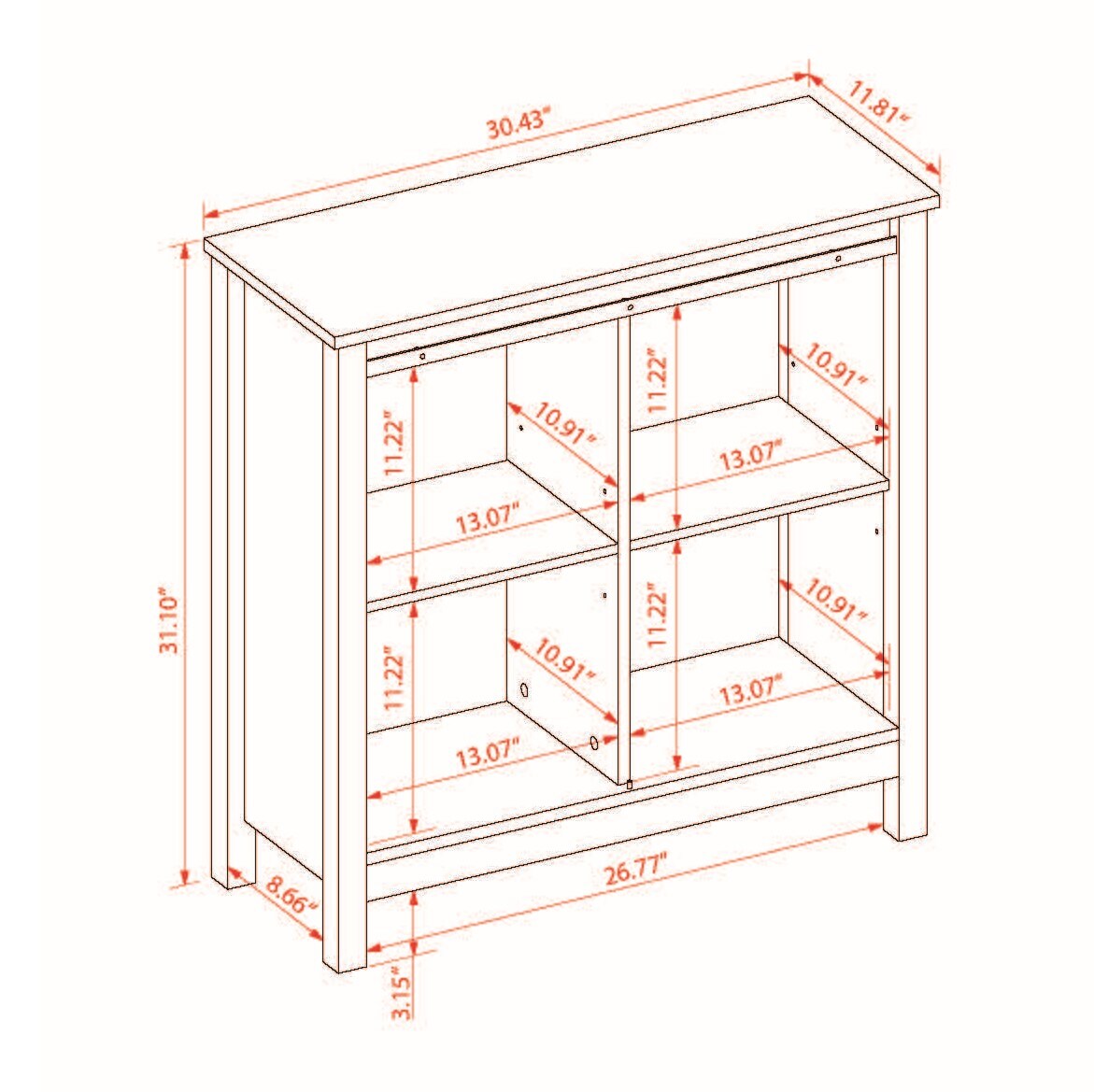 LuxenHome 30.43-in x 31.1-in x 11.8-in White Freestanding Linen Cabinet